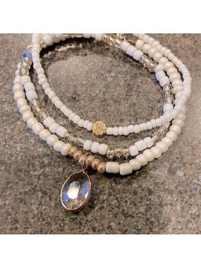 NEW 3 Handcrafted Beaded Stretchy Bracelets w/ accents.